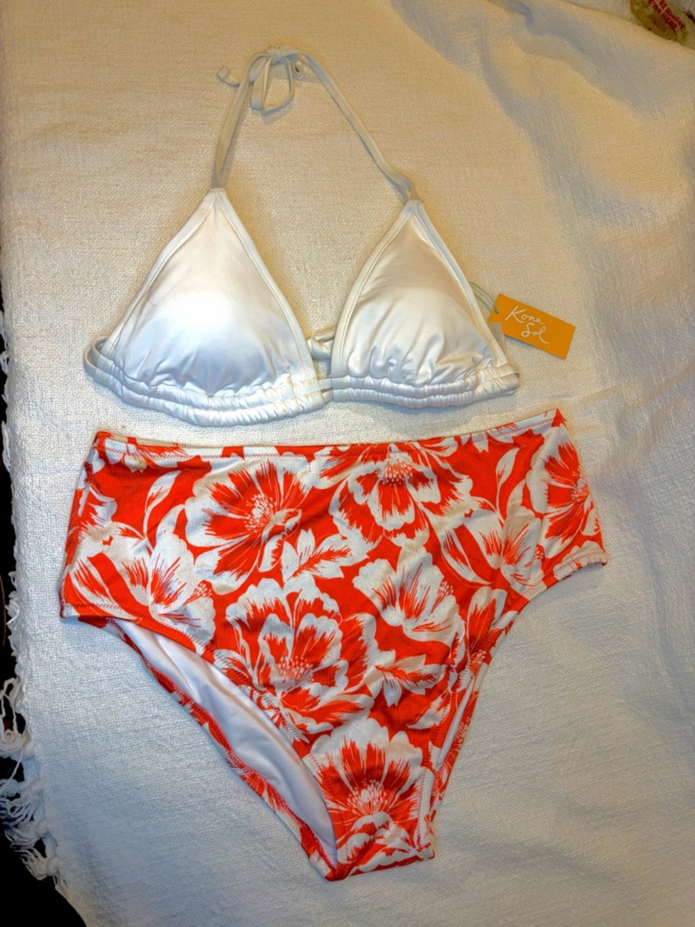 Lined Triangle Halter Top Kona Sol & high waisted Bottom